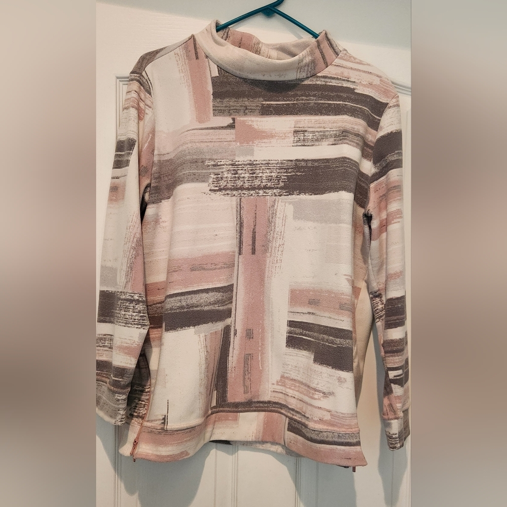 Chico's Weekender's Pink and Cream Abstract Sweatshirt